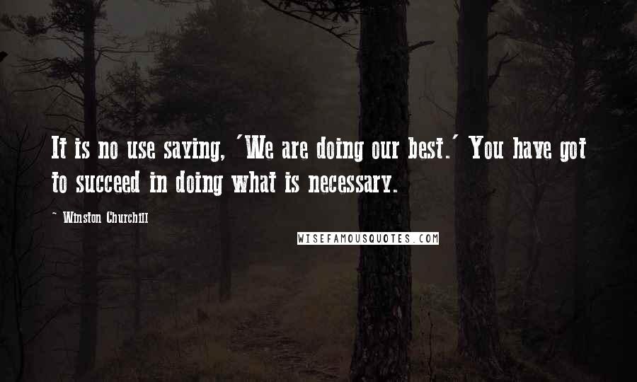Winston Churchill Quotes: It is no use saying, 'We are doing our best.' You have got to succeed in doing what is necessary.