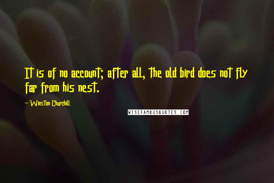 Winston Churchill Quotes: It is of no account; after all, the old bird does not fly far from his nest.