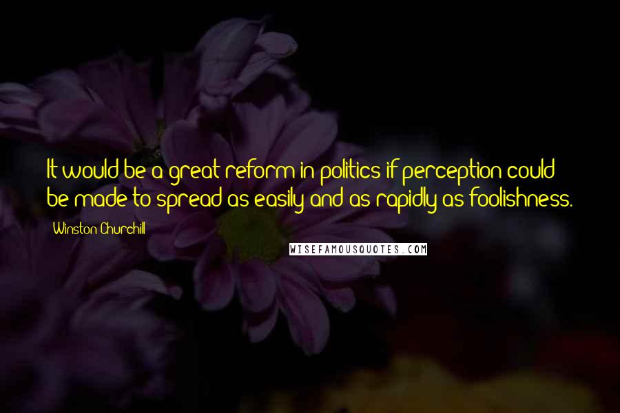 Winston Churchill Quotes: It would be a great reform in politics if perception could be made to spread as easily and as rapidly as foolishness.