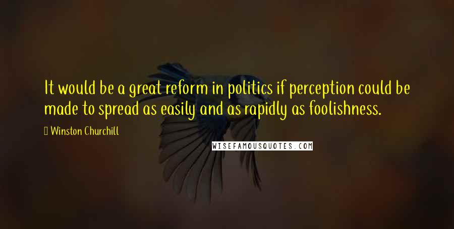Winston Churchill Quotes: It would be a great reform in politics if perception could be made to spread as easily and as rapidly as foolishness.