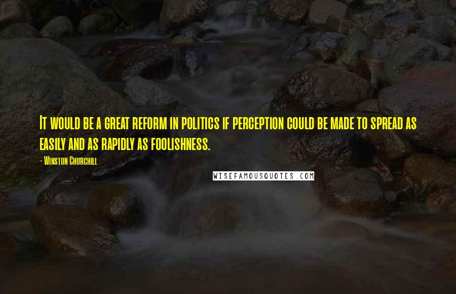 Winston Churchill Quotes: It would be a great reform in politics if perception could be made to spread as easily and as rapidly as foolishness.