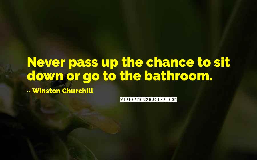 Winston Churchill Quotes: Never pass up the chance to sit down or go to the bathroom.