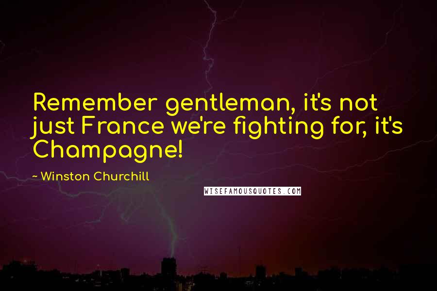 Winston Churchill Quotes: Remember gentleman, it's not just France we're fighting for, it's Champagne!