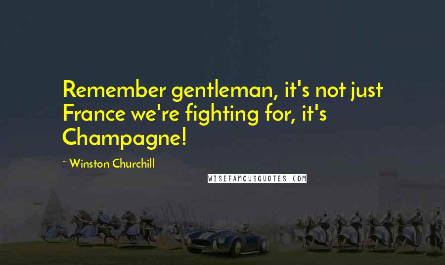 Winston Churchill Quotes: Remember gentleman, it's not just France we're fighting for, it's Champagne!
