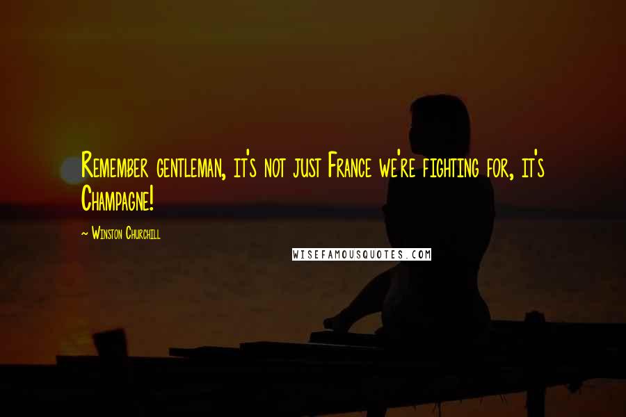 Winston Churchill Quotes: Remember gentleman, it's not just France we're fighting for, it's Champagne!