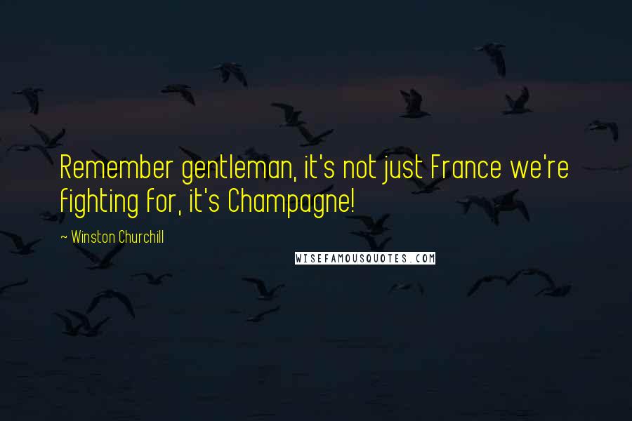 Winston Churchill Quotes: Remember gentleman, it's not just France we're fighting for, it's Champagne!