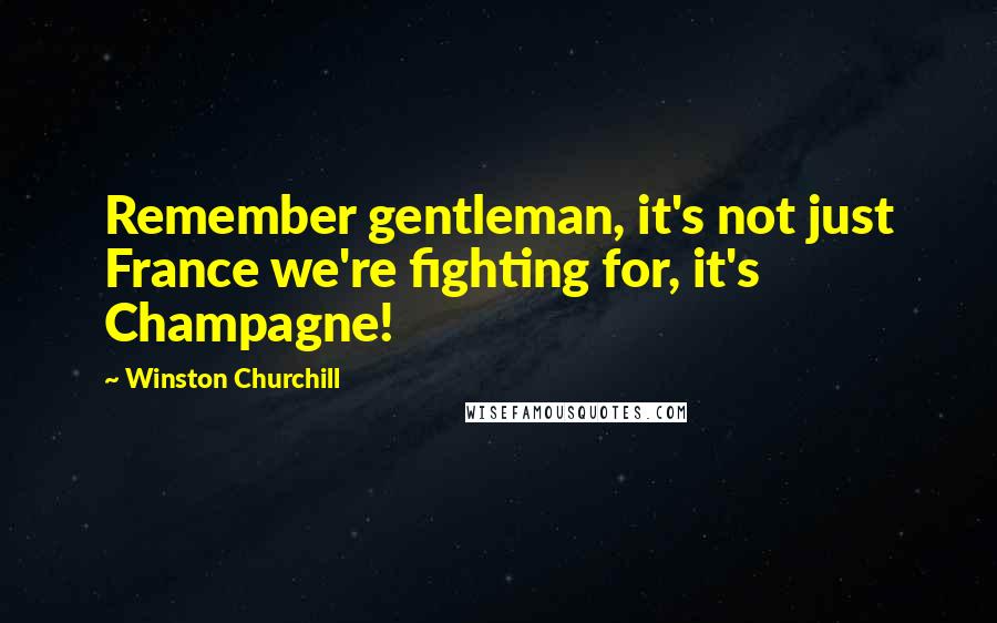 Winston Churchill Quotes: Remember gentleman, it's not just France we're fighting for, it's Champagne!