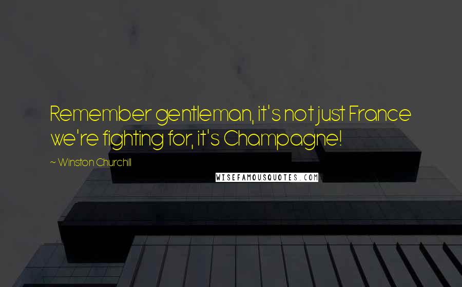 Winston Churchill Quotes: Remember gentleman, it's not just France we're fighting for, it's Champagne!