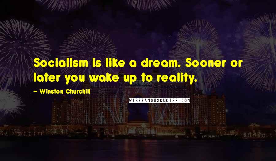 Winston Churchill Quotes: Socialism is like a dream. Sooner or later you wake up to reality.