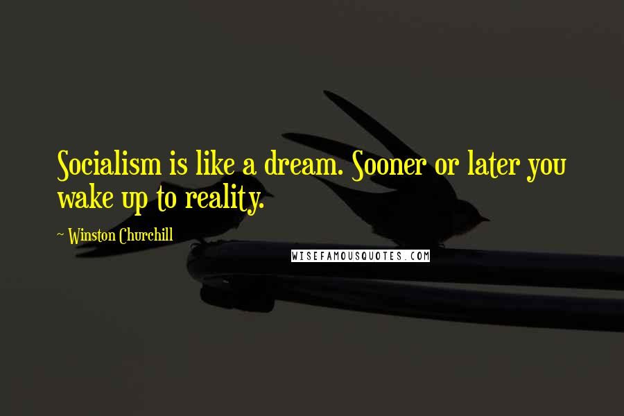 Winston Churchill Quotes: Socialism is like a dream. Sooner or later you wake up to reality.