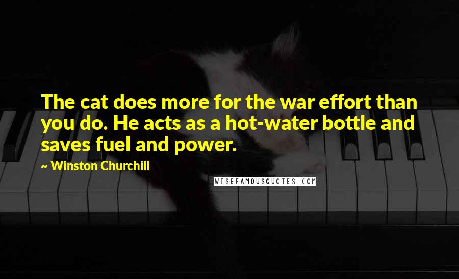 Winston Churchill Quotes: The cat does more for the war effort than you do. He acts as a hot-water bottle and saves fuel and power.