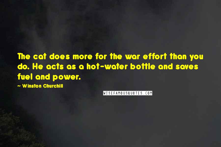 Winston Churchill Quotes: The cat does more for the war effort than you do. He acts as a hot-water bottle and saves fuel and power.