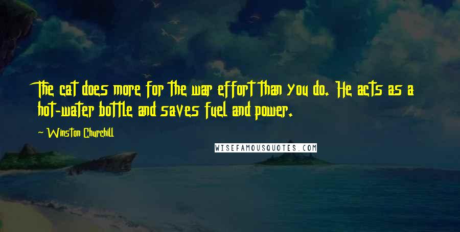 Winston Churchill Quotes: The cat does more for the war effort than you do. He acts as a hot-water bottle and saves fuel and power.