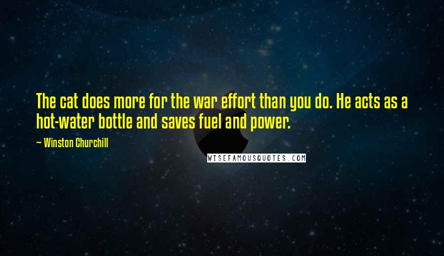 Winston Churchill Quotes: The cat does more for the war effort than you do. He acts as a hot-water bottle and saves fuel and power.