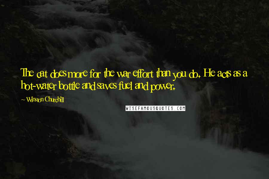 Winston Churchill Quotes: The cat does more for the war effort than you do. He acts as a hot-water bottle and saves fuel and power.