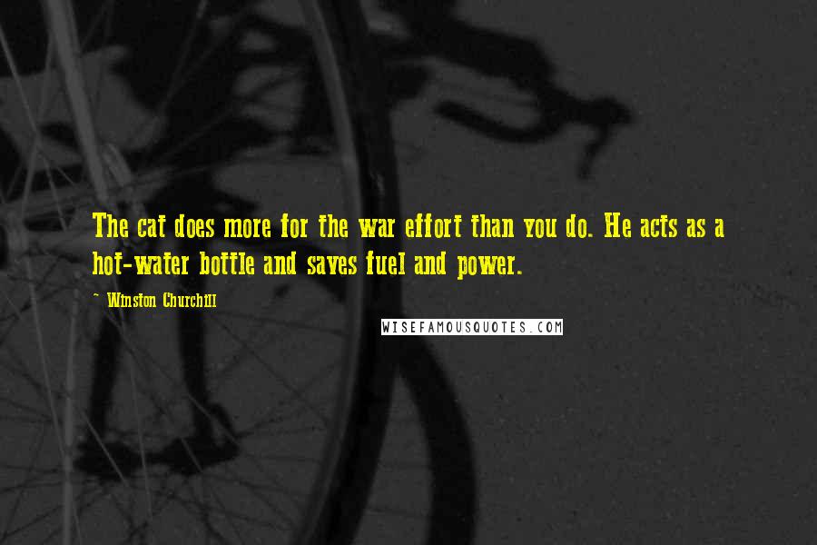 Winston Churchill Quotes: The cat does more for the war effort than you do. He acts as a hot-water bottle and saves fuel and power.