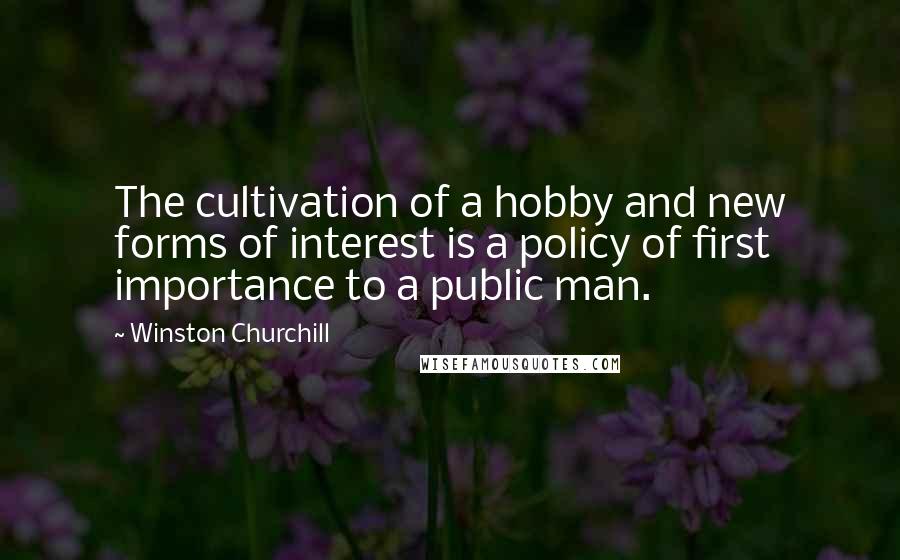 Winston Churchill Quotes: The cultivation of a hobby and new forms of interest is a policy of first importance to a public man.