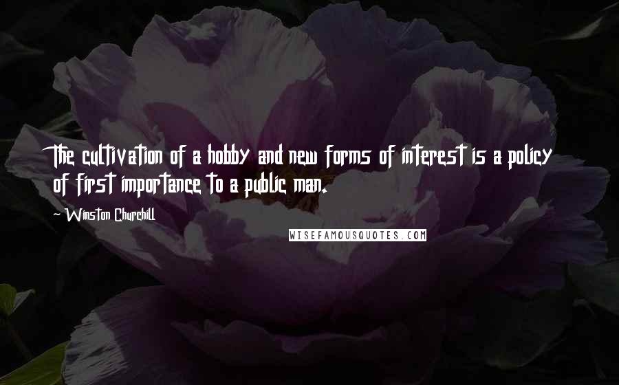 Winston Churchill Quotes: The cultivation of a hobby and new forms of interest is a policy of first importance to a public man.