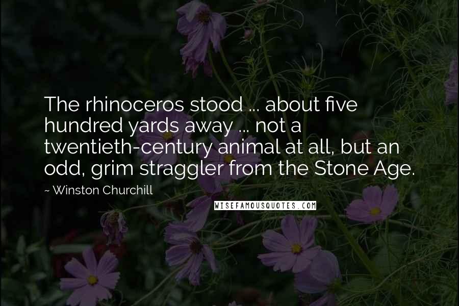 Winston Churchill Quotes: The rhinoceros stood ... about five hundred yards away ... not a twentieth-century animal at all, but an odd, grim straggler from the Stone Age.