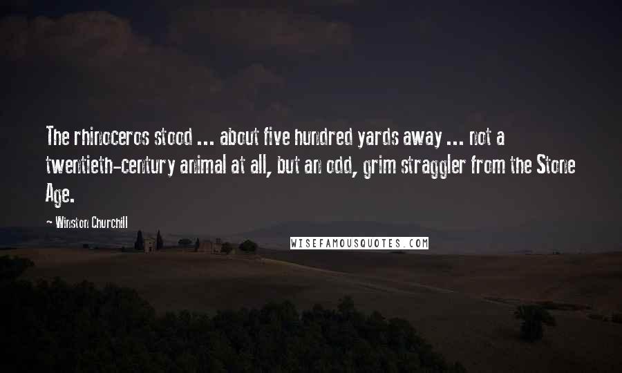 Winston Churchill Quotes: The rhinoceros stood ... about five hundred yards away ... not a twentieth-century animal at all, but an odd, grim straggler from the Stone Age.