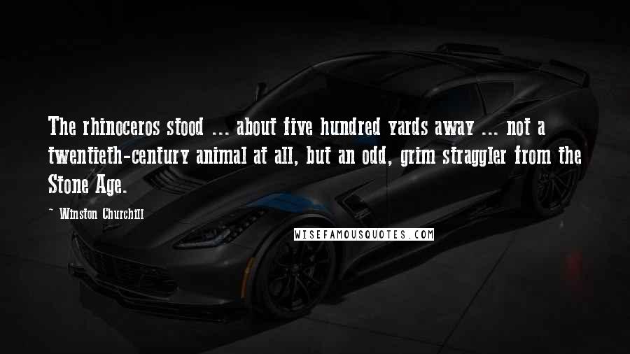 Winston Churchill Quotes: The rhinoceros stood ... about five hundred yards away ... not a twentieth-century animal at all, but an odd, grim straggler from the Stone Age.