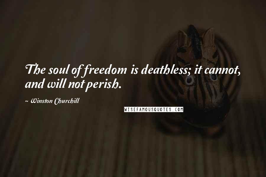 Winston Churchill Quotes: The soul of freedom is deathless; it cannot, and will not perish.