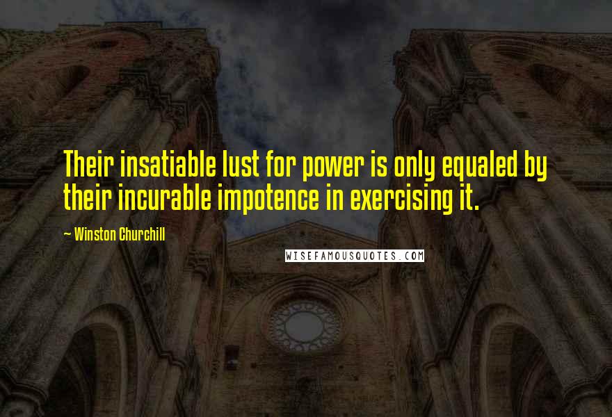 Winston Churchill Quotes: Their insatiable lust for power is only equaled by their incurable impotence in exercising it.