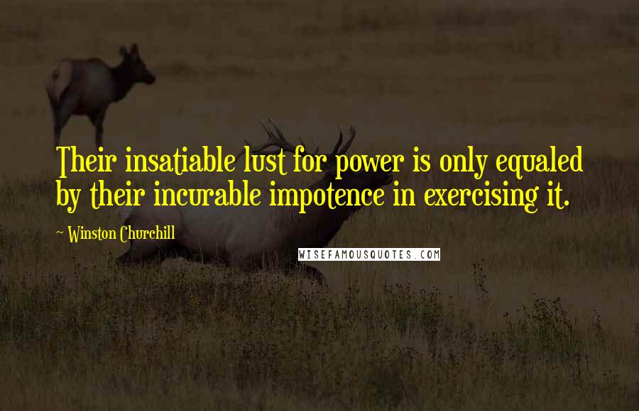 Winston Churchill Quotes: Their insatiable lust for power is only equaled by their incurable impotence in exercising it.