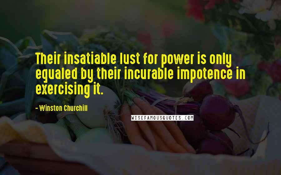 Winston Churchill Quotes: Their insatiable lust for power is only equaled by their incurable impotence in exercising it.