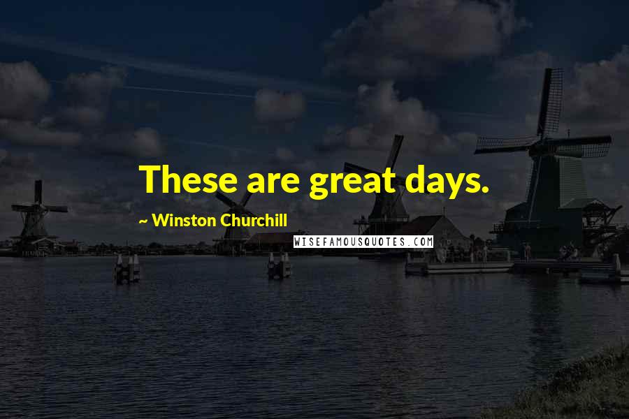 Winston Churchill Quotes: These are great days.
