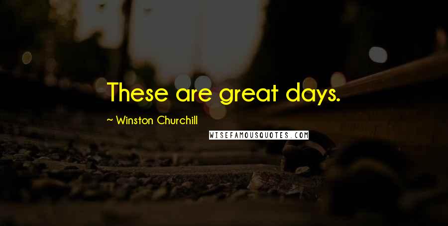 Winston Churchill Quotes: These are great days.