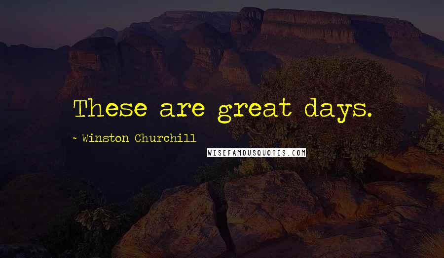 Winston Churchill Quotes: These are great days.