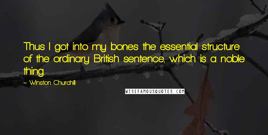 Winston Churchill Quotes: Thus I got into my bones the essential structure of the ordinary British sentence, which is a noble thing.