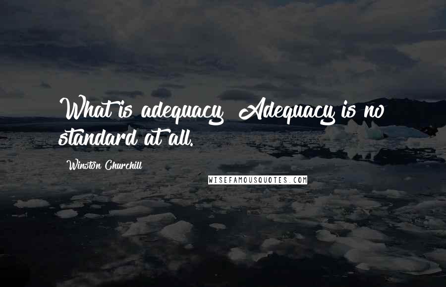 Winston Churchill Quotes: What is adequacy? Adequacy is no standard at all.