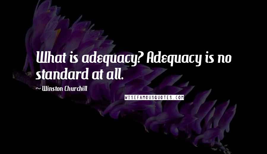 Winston Churchill Quotes: What is adequacy? Adequacy is no standard at all.