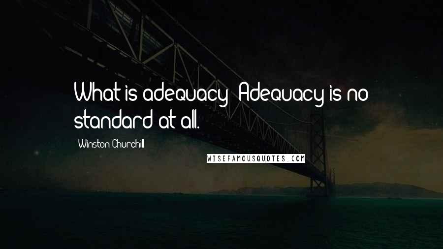Winston Churchill Quotes: What is adequacy? Adequacy is no standard at all.