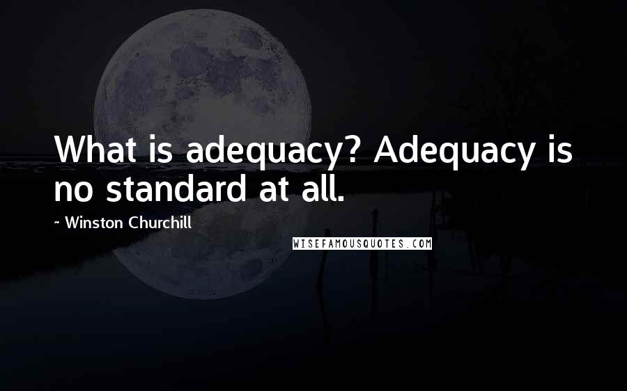 Winston Churchill Quotes: What is adequacy? Adequacy is no standard at all.