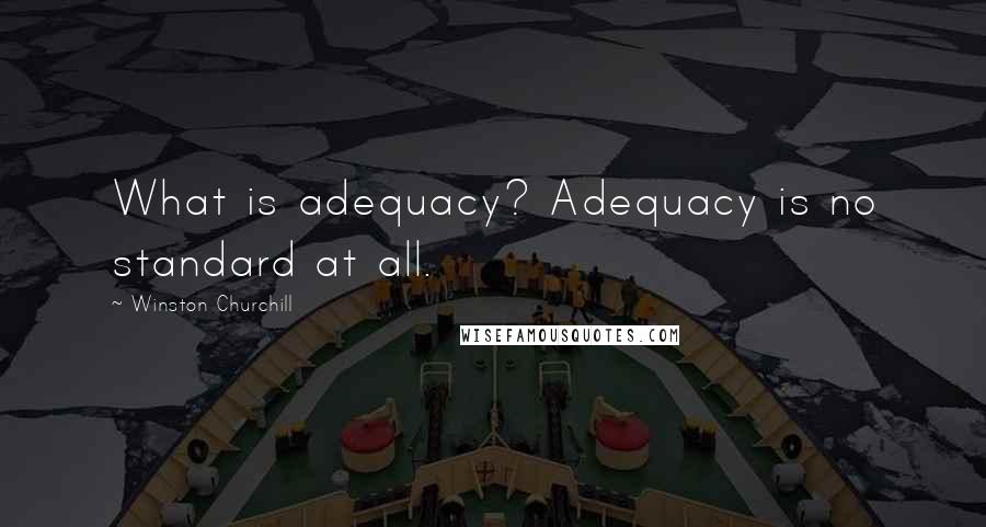 Winston Churchill Quotes: What is adequacy? Adequacy is no standard at all.