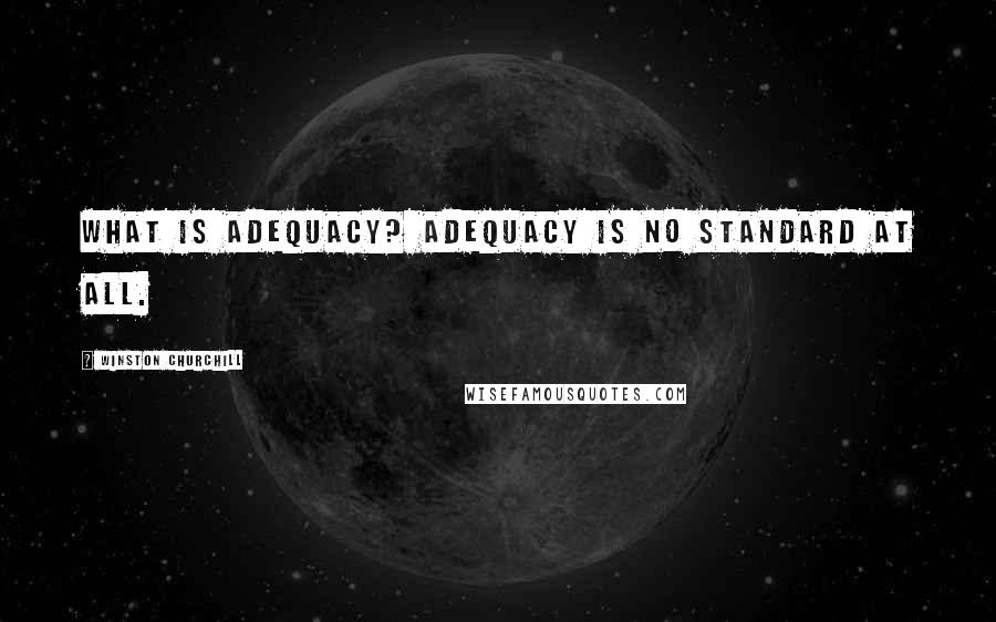 Winston Churchill Quotes: What is adequacy? Adequacy is no standard at all.