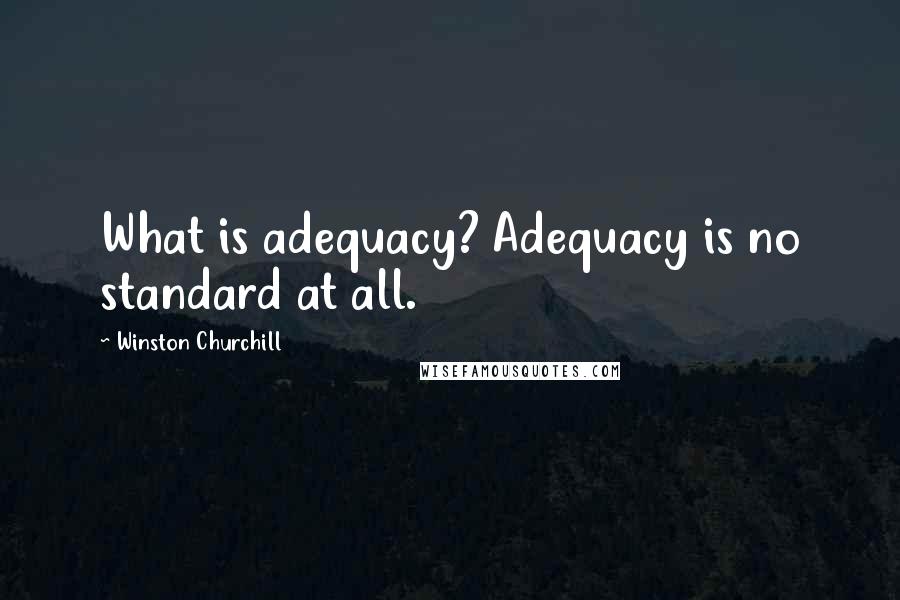 Winston Churchill Quotes: What is adequacy? Adequacy is no standard at all.