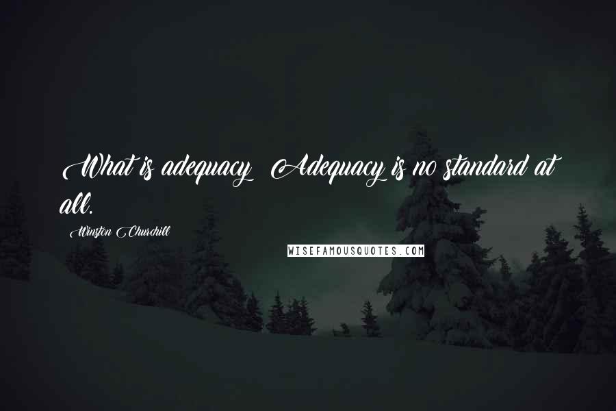 Winston Churchill Quotes: What is adequacy? Adequacy is no standard at all.