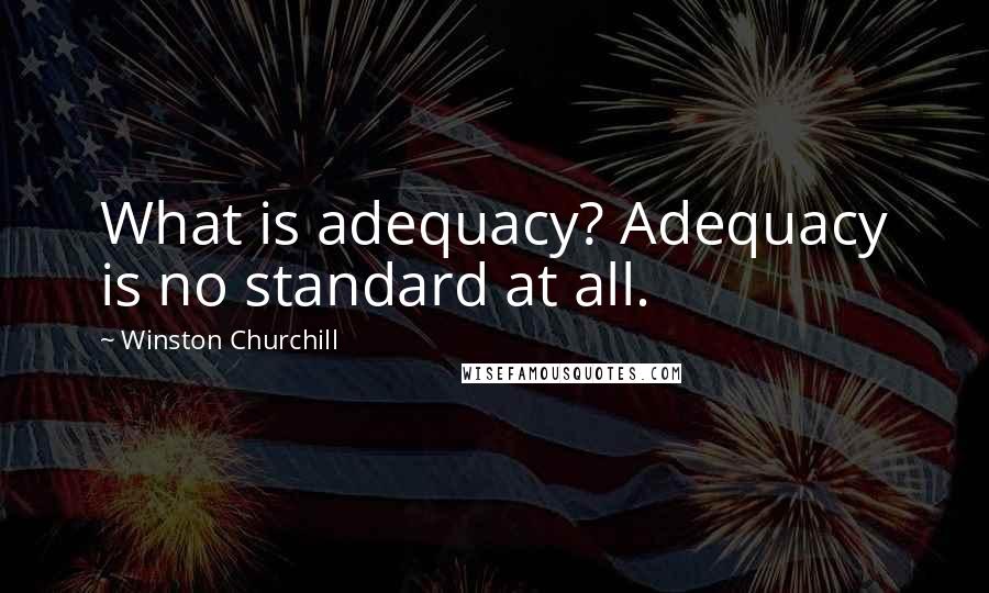 Winston Churchill Quotes: What is adequacy? Adequacy is no standard at all.