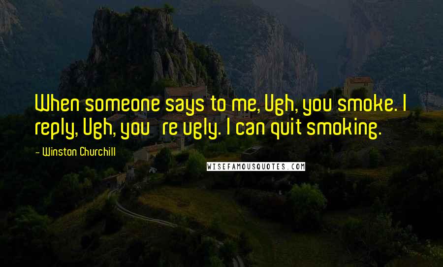 Winston Churchill Quotes: When someone says to me, Ugh, you smoke. I reply, Ugh, you're ugly. I can quit smoking.