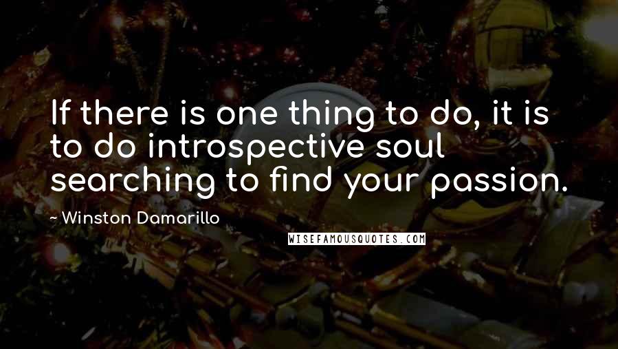 Winston Damarillo Quotes: If there is one thing to do, it is to do introspective soul searching to find your passion.