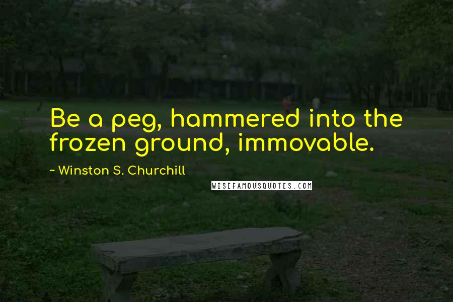 Winston S. Churchill Quotes: Be a peg, hammered into the frozen ground, immovable.