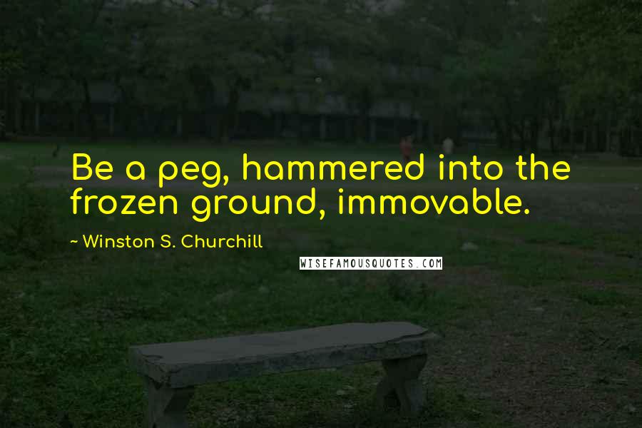 Winston S. Churchill Quotes: Be a peg, hammered into the frozen ground, immovable.