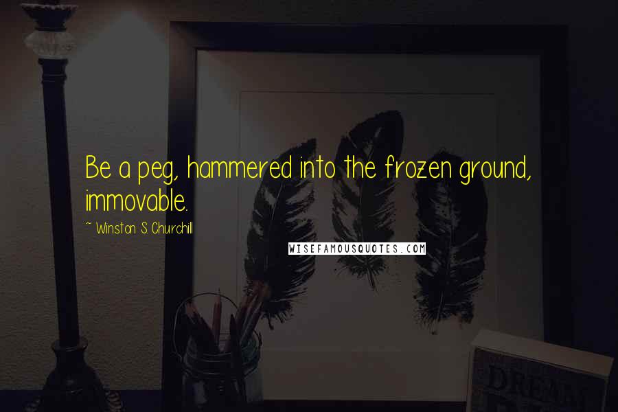 Winston S. Churchill Quotes: Be a peg, hammered into the frozen ground, immovable.