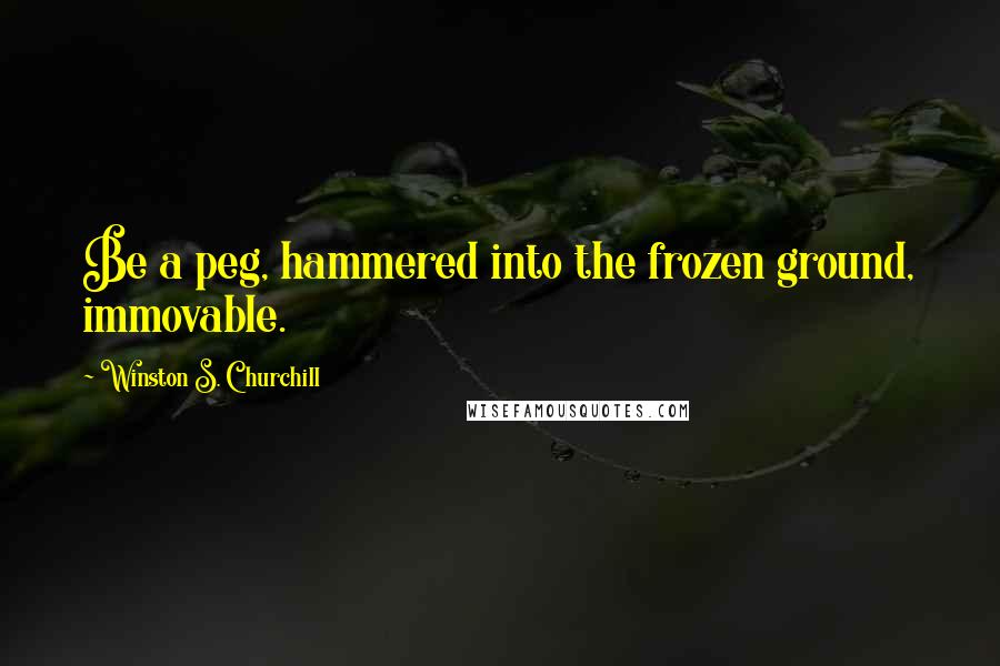 Winston S. Churchill Quotes: Be a peg, hammered into the frozen ground, immovable.