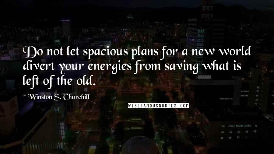 Winston S. Churchill Quotes: Do not let spacious plans for a new world divert your energies from saving what is left of the old.