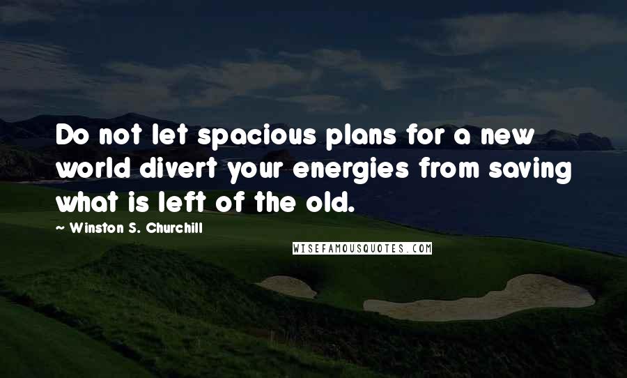 Winston S. Churchill Quotes: Do not let spacious plans for a new world divert your energies from saving what is left of the old.